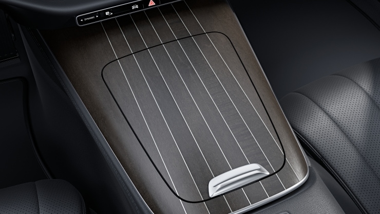 Mittelkonsole Holz Ahorn braun offenporig aluminium lines 1