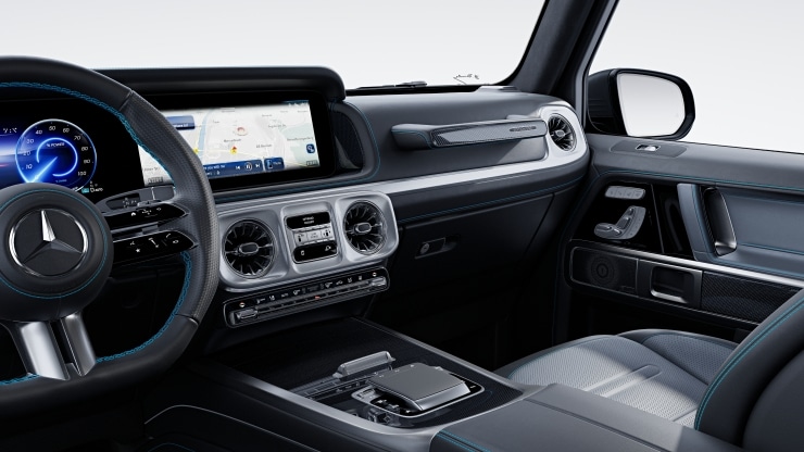 AMG Zierelemente Carbon mit blauem Akzent 1