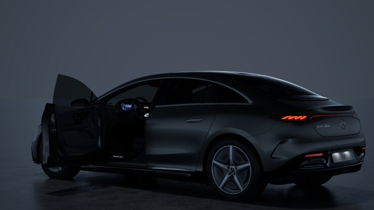 Umfeldbeleuchtung mit animierter Projektion des Mercedes-Benz Pattern&comma; 2-fach 2