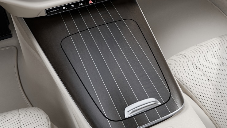 Mittelkonsole Holz Ahorn braun offenporig aluminium lines 1