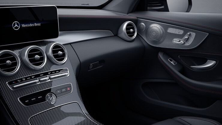 AMG Zierelemente Carbon hochgl&auml;nzend &sol; Aluminium mit L&auml;ngsschliff dunkel Bild 1