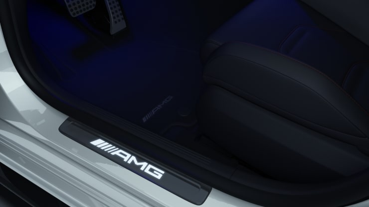 AMG Einstiegsleisten mit "AMG" Schriftzug, beleuchtet und mit Wechselcover Bild 1