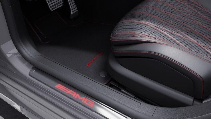 AMG Einstiegsleisten mit "AMG" Schriftzug, beleuchtet und mit Wechselcover Bild 1
