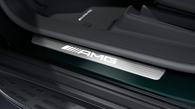 AMG Einstiegsleisten mit "AMG" Schriftzug, beleuchtet und mit Wechselcover Bild 1