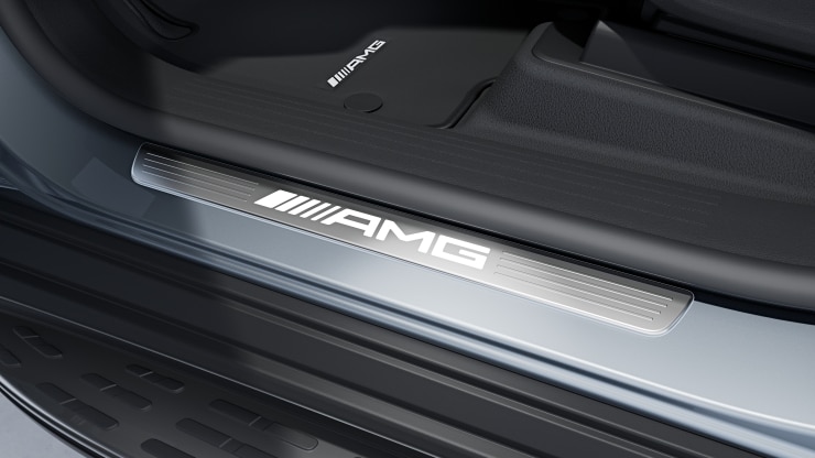AMG Einstiegsleisten mit "AMG" Schriftzug, beleuchtet und mit Wechselcover Bild 1